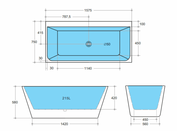 Avis Back to Wall Bathtub - Image 3