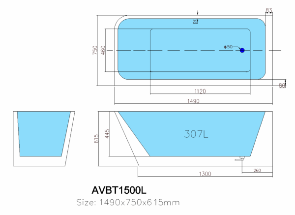 Avis Back to Wall Bathtub - Image 6