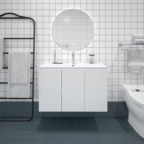 BIANCA 900mm MDF Wall-Hung Vanity (LHD)