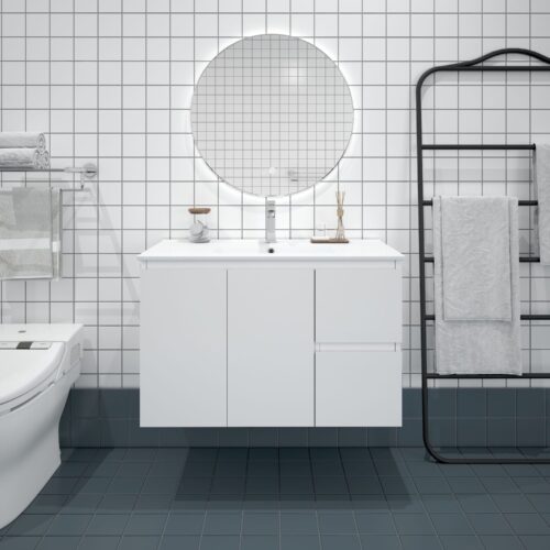 BIANCA 900mm MDF Wall-Hung Vanity (RHD)