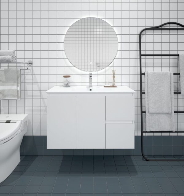 BIANCA 900mm MDF Wall-Hung Vanity (RHD)