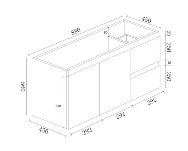 BIANCA 900mm MDF Wall-Hung Vanity (RHD) - Image 3