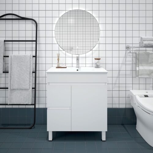 BIANCA 750mm PVC Slim Freestanding Vanity (LHD)