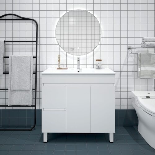 BIANCA 900mm PVC Slim Freestanding Vanity (LHD)