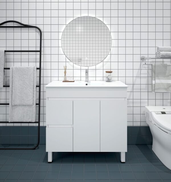 BIANCA 900mm PVC Slim Freestanding Vanity (LHD)