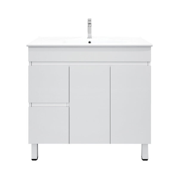 BIANCA 900mm PVC Slim Freestanding Vanity (LHD) - Image 2