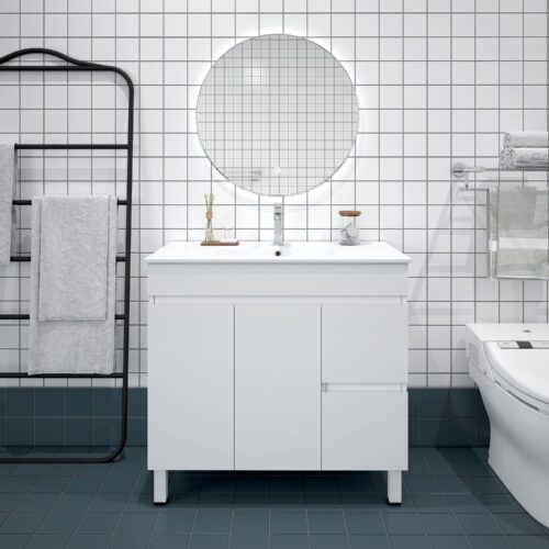 BIANCA 900mm PVC Slim Freestanding Vanity (RHD)