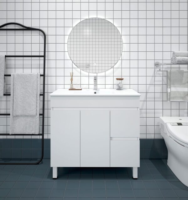 BIANCA 900mm PVC Slim Freestanding Vanity (RHD)