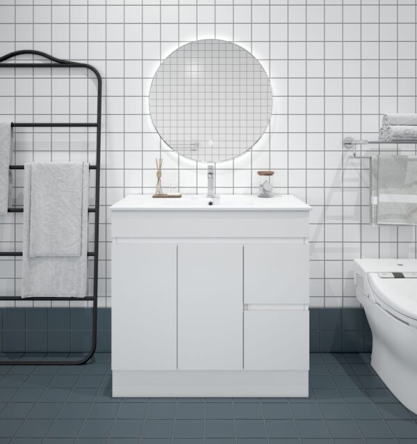 BIANCA 900mm PVC Slim Freestanding Vanity (RHD) - Image 3
