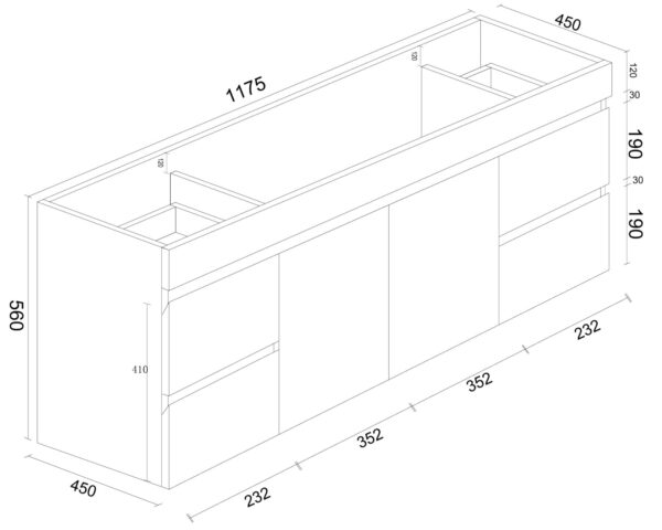 BIANCA 1200mm PVC Wall-Hung Vanity - Image 3