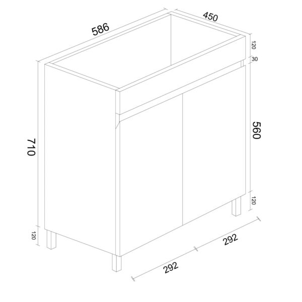 BIANCA 600mm PVC Freestanding Vanity - Image 5
