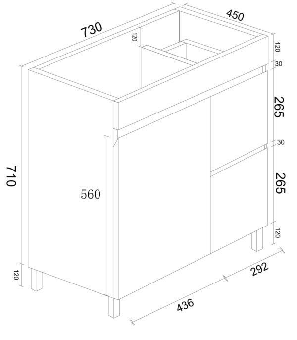 BIANCA 750mm PVC Freestanding Vanity (RHD) - Image 5