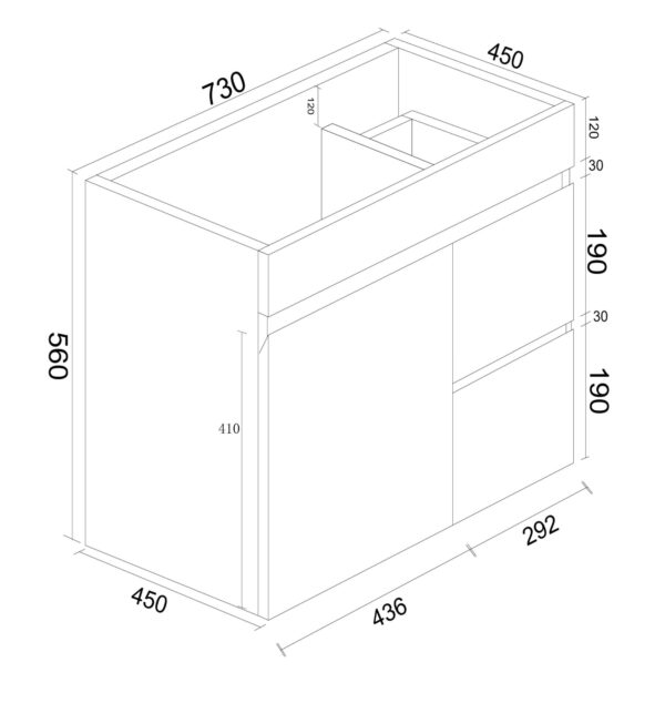 BIANCA 750mm PVC Wall-Hung Vanity (RHD) - Image 3