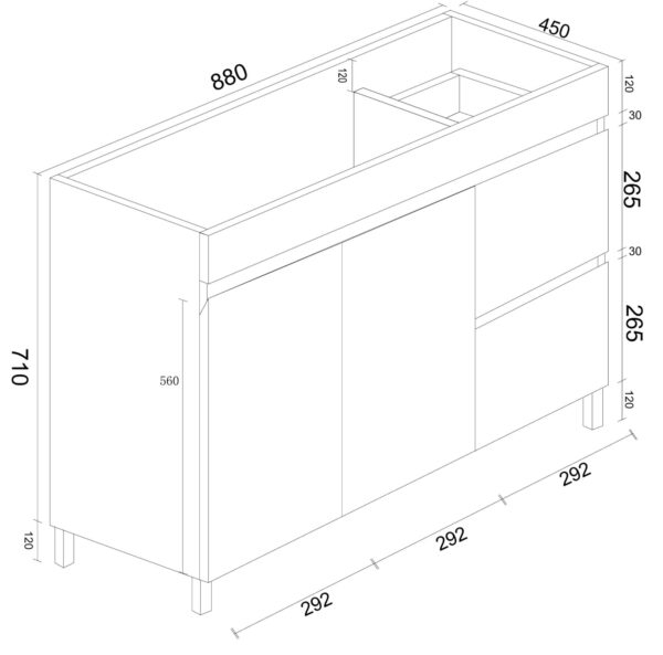 BIANCA 900mm PVC Freestanding Vanity (RHD) - Image 5