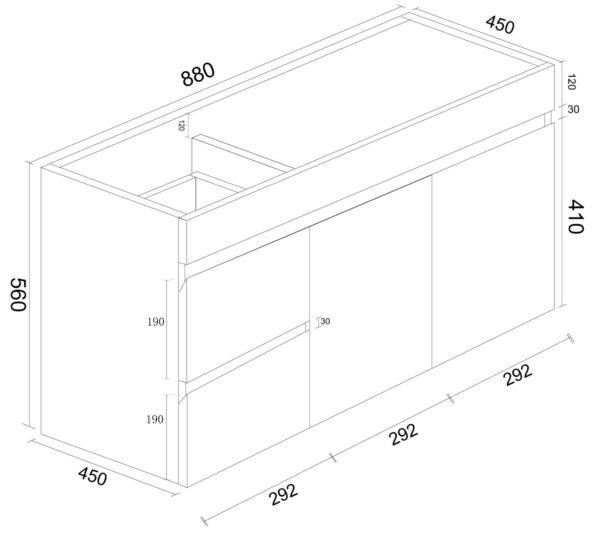 BIANCA 900mm PVC Wall-Hung Vanity (LHD) - Image 3