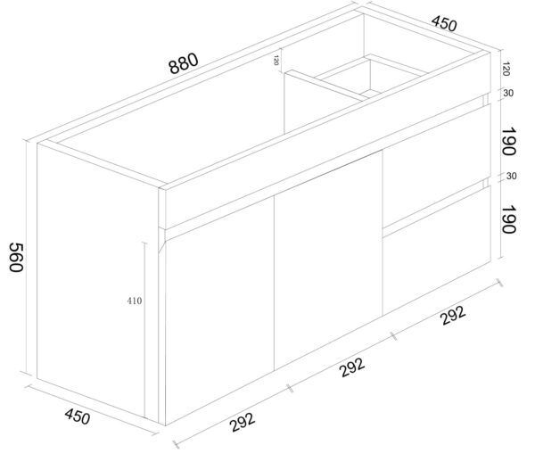 BIANCA 900mm PVC Wall-Hung Vanity (RHD) - Image 3