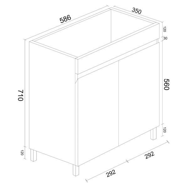 BIANCA 600mm PVC Slim Freestanding Vanity - Image 5