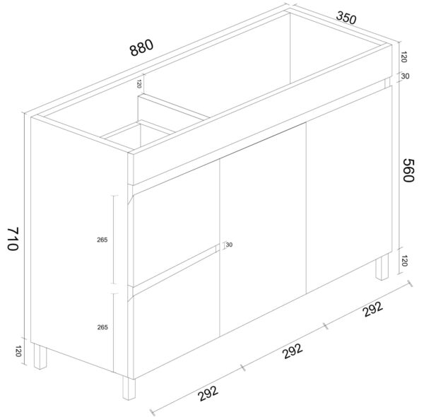 BIANCA 900mm PVC Slim Freestanding Vanity (LHD) - Image 5