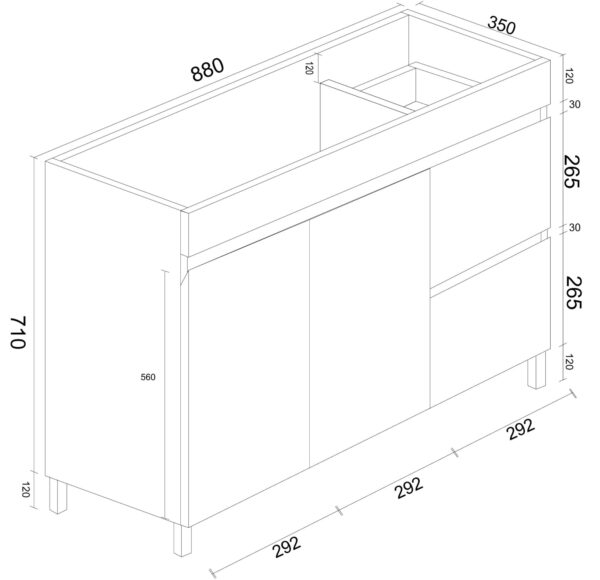 BIANCA 900mm PVC Slim Freestanding Vanity (RHD) - Image 5