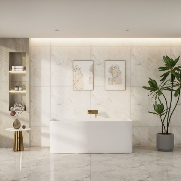 Bullion Ultra-Thin Back-to-Wall Bathtub - Gloss White - Image 2