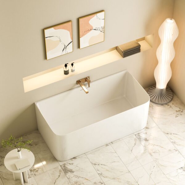 Bullion Ultra-Thin Back-to-Wall Bathtub - Gloss White - Image 3