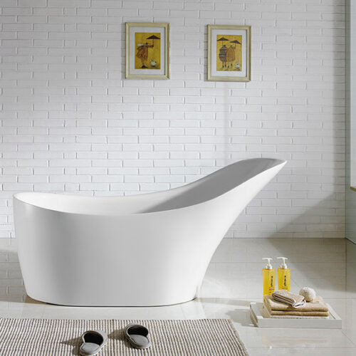 Bevel Free Standing Bathtub Gloss White