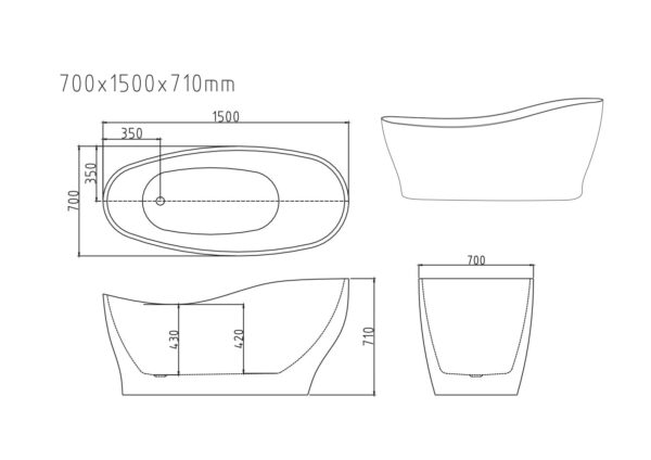 Clara Freestanding Bathtub - Gloss White - Image 6
