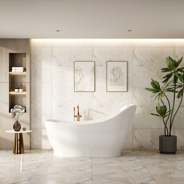 Clara Freestanding Bathtub - Gloss White - Image 2