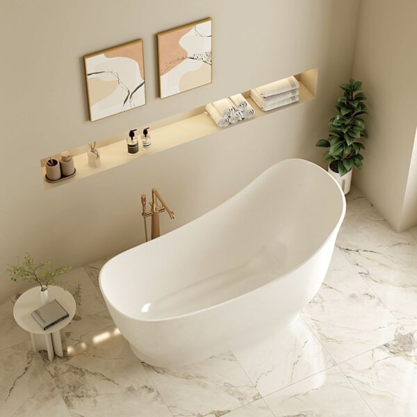 Clara Freestanding Bathtub - Gloss White - Image 3