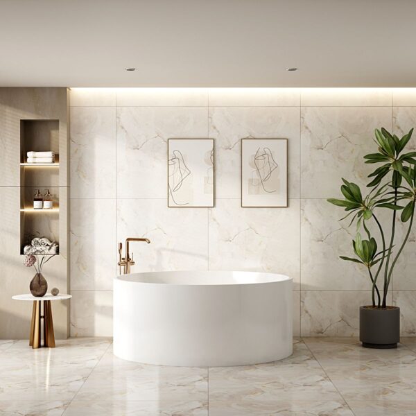 Cole Freestanding Acrylic Bathtub - Gloss White - Image 2