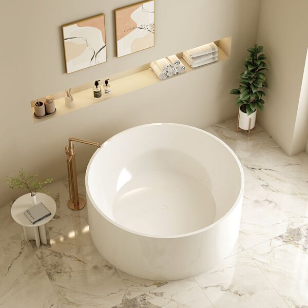 Cole Freestanding Acrylic Bathtub - Gloss White - Image 3