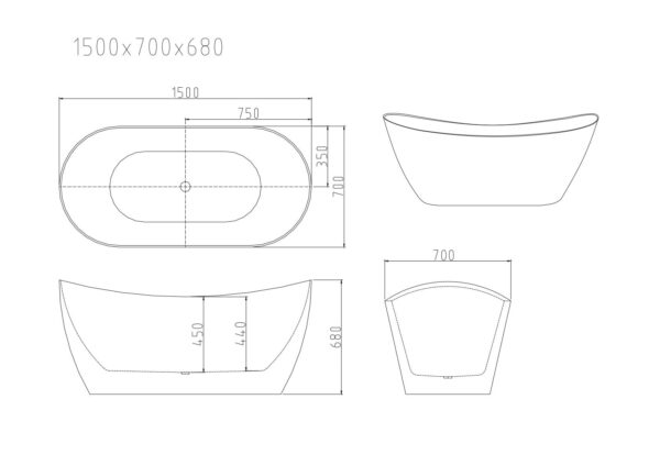 Disney Ultra-Thin Freestanding Bathtub - Gloss White - Image 5