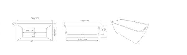 Fortuna Ultra-Thin Back-to-Wall Bathtub - Gloss White - Image 5