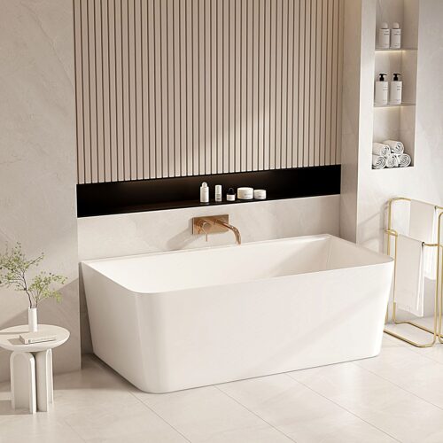 Fortuna Ultra-Thin Back-to-Wall Bathtub - Gloss White