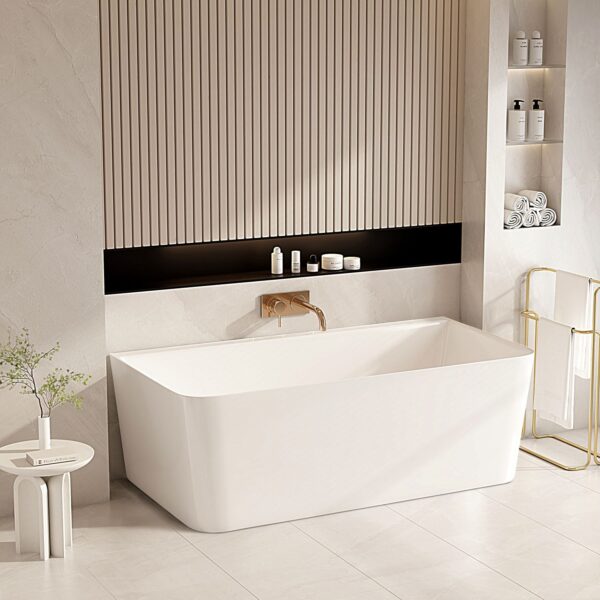 Fortuna Ultra-Thin Back-to-Wall Bathtub - Gloss White