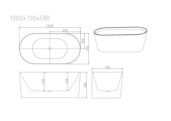 ISEO Freestanding Bathtub - Gloss White - Image 8