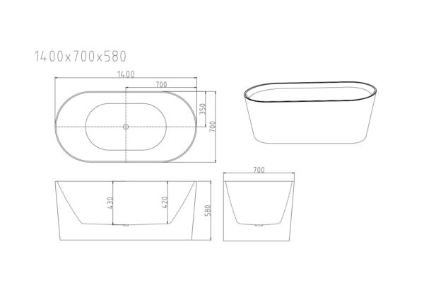 ISEO Freestanding Bathtub - Gloss White - Image 9