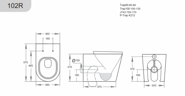 Avis Wall Faced Floor Rimless Flush Pan - Image 2
