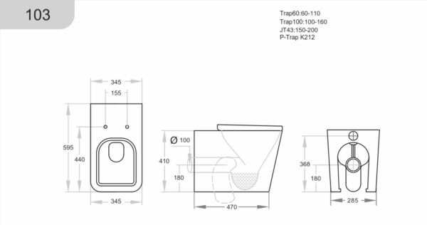 Qubist Wall Faced Floor Box Rim Flush Pan - Image 2
