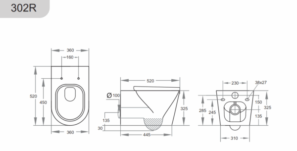 Avis Wall Hung Floor Rimless Flush Pan - Image 4
