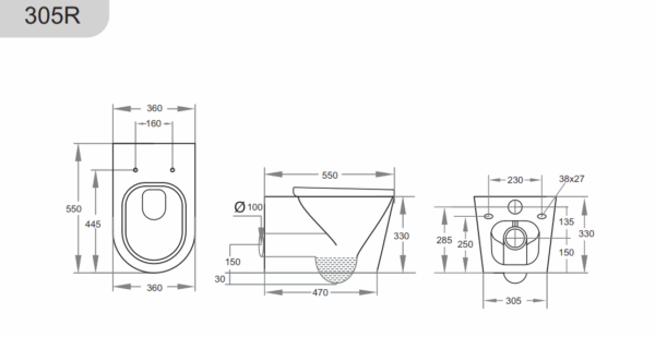 Veda Rimless Wall Hung Flush Pan - Image 2