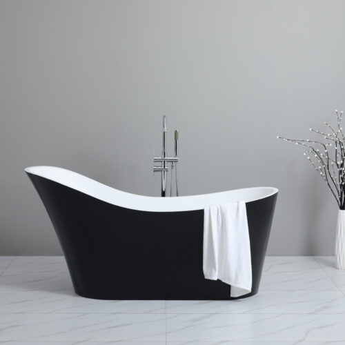 Bevel Free Standing Bathtub Gloss Black