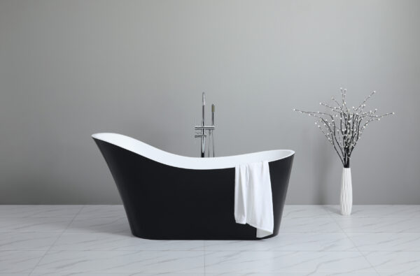 Bevel Free Standing Bathtub Gloss Black