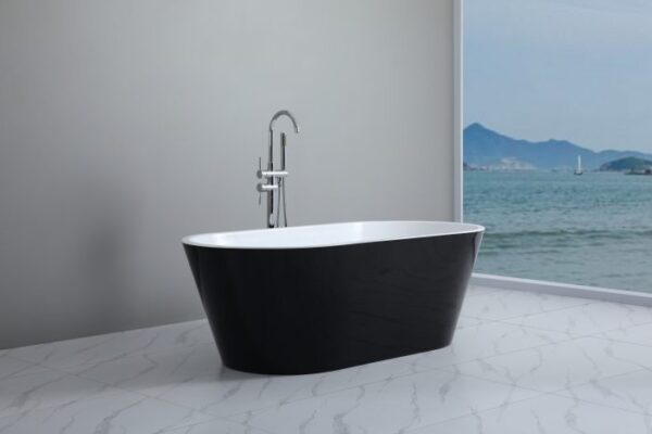 Opal Free Standing Bathtub Mini Gloss Black & White - Image 2