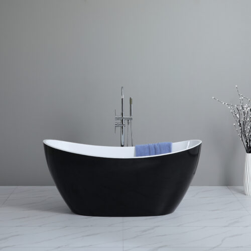 Evie Free Standing Bathtub Matte White & Black