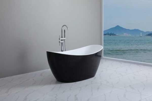 Evie Free Standing Bathtub Matte White & Black - Image 2