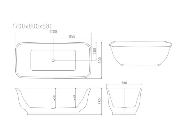 Libra Freestanding Bathtub - Gloss White - Image 5