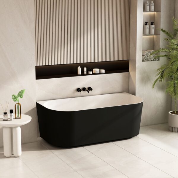 Musen Ultra-Thin Back-to-Wall Bathtub - Gloss White - Image 5
