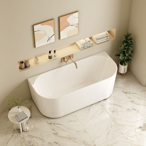 Musen Ultra-Thin Back-to-Wall Bathtub - Gloss White - Image 3