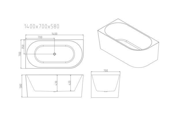 Nova Ultra-Thin Corner Bathtub - Gloss White - Image 9